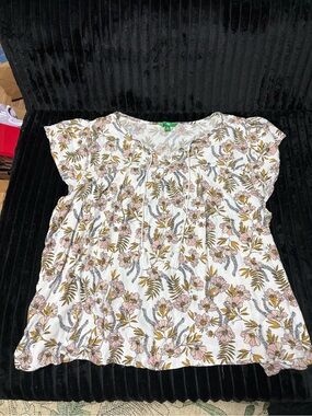 dip White Floral Short Sleeve Top